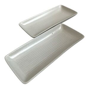 Dudson Evolution Purl Tray Set 2pc 8.5x3.5x1 Off White Ceramic Lead Free NEW